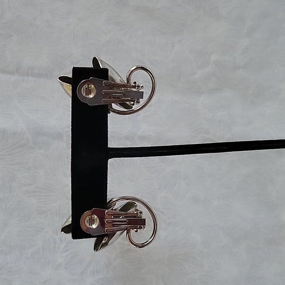 Silver Clip Earrings - Picture 3 of 4